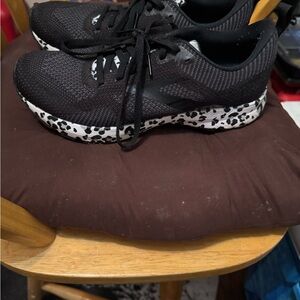 Brooks Black Athletic Shoes with Leopard Print Sole